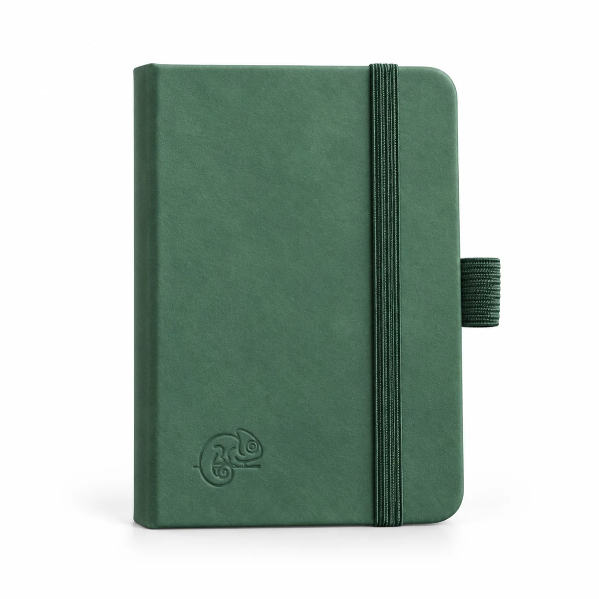 Design mockup of a green branded notebook