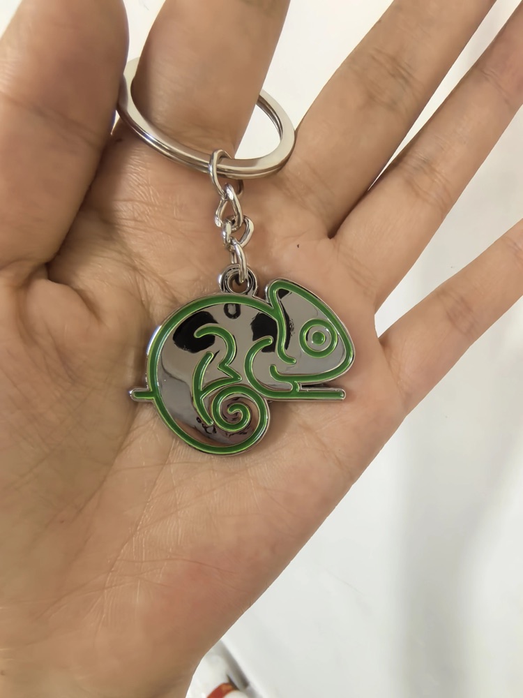 Green chameleon keychain